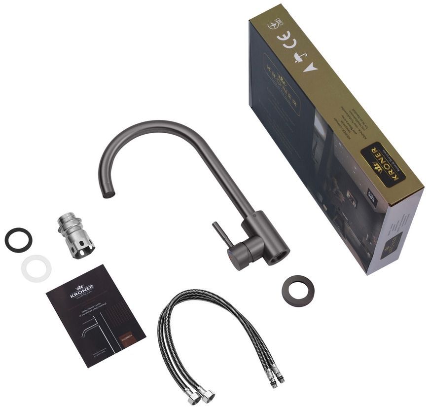 Кухонна мийка Kroner KRP Schwarze 7848RHM PVD зі змішувачем та дозатором CVS30120 KRS7848RHMPVDSCH035PVDSPSCH049 - KRS7848RHMPVDSCH035PVDSPSCH049