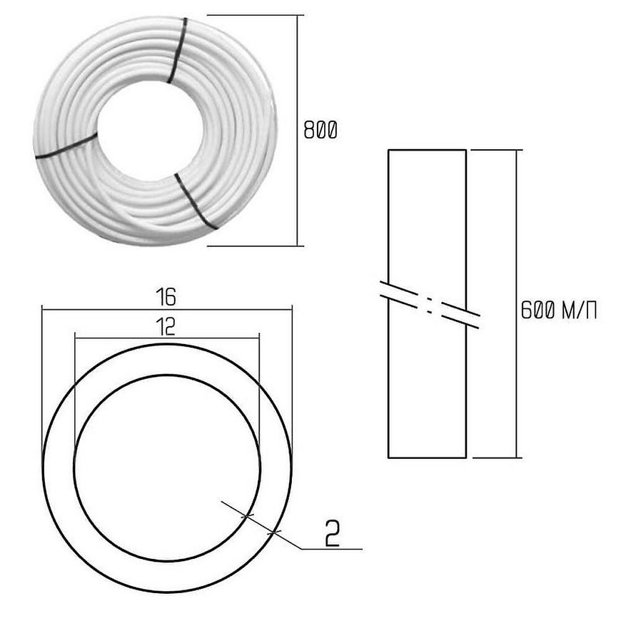 Труба ICMA GOLD-PEX 16х2 мм, 600 м теплый пол №P198 88P180GH60099