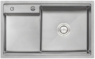 Кухонная мойка интегрированная QTAP D7848-R 3,0/1,2 мм Satin - QTD7848R3012