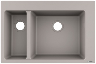 Кухонная мойка HANSGROHE с дополнительной чашей S510-F635 770х510 180/450 Concretegrey серый бетон 43315380 - 43315380