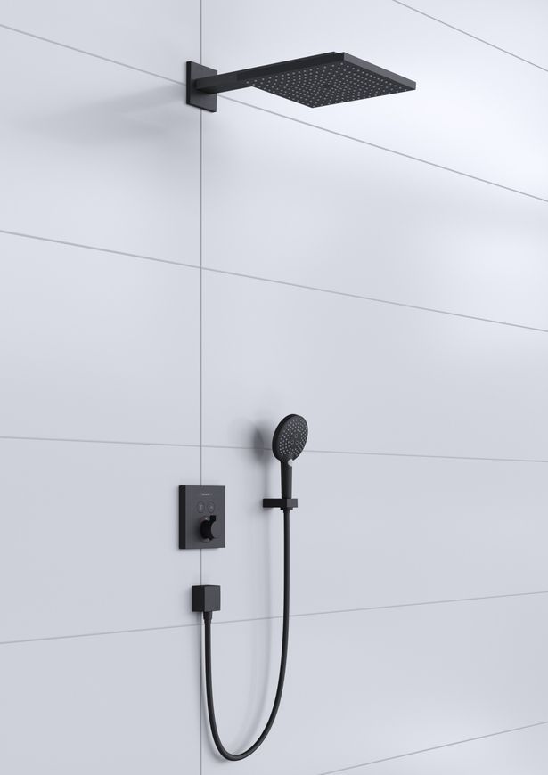 Верхний душ с держателем HANSGROHE Raindance E 300 1jet Matt Black 26238670 черный матовый - 26238670
