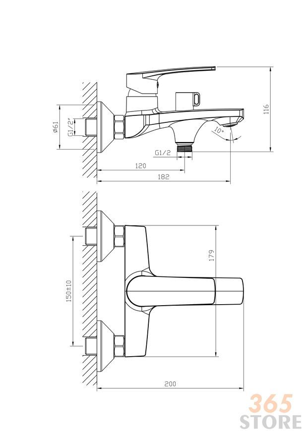 Смеситель для ванны IMPRESE KAMPA 10285 хром, 35 мм - 10285