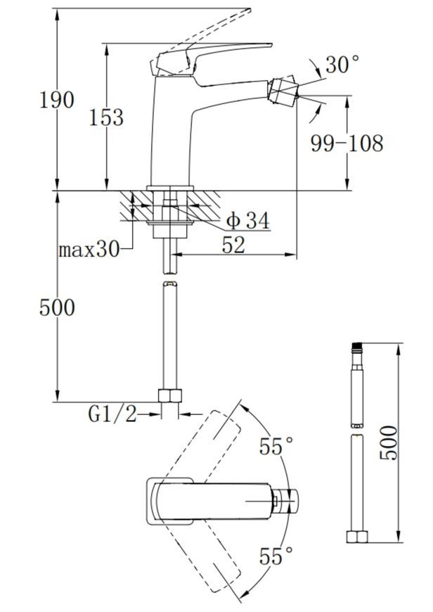 Змішувач для біде Qtap Tern Chrome (k30) QTTER255CRM47589 - QTTER255CRM47589