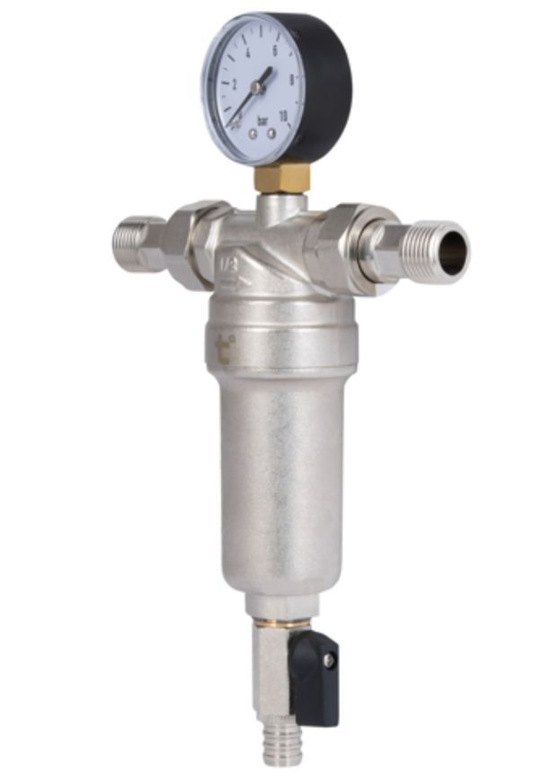 Фильтр самопромывной Thermo Alliance Standart тонкой очистки 1/2" НР с манометром латунный SF127W15 - SF127W15