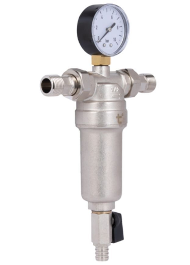 Фильтр самопромывной Thermo Alliance Standart тонкой очистки 1/2" НР с манометром латунный SF127W15 - SF127W15