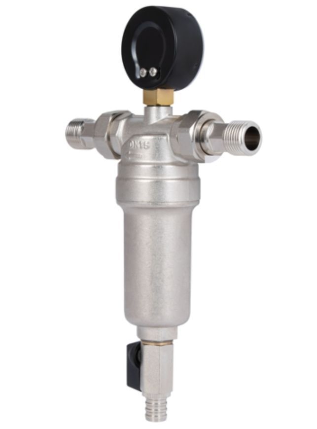 Фильтр самопромывной Thermo Alliance Standart тонкой очистки 1/2" НР с манометром латунный SF127W15 - SF127W15