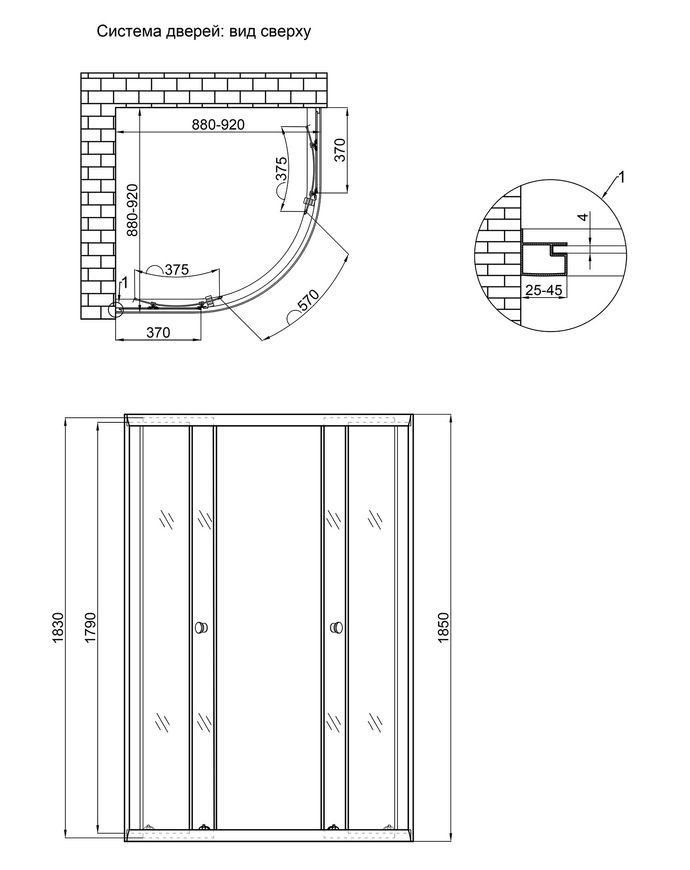 Душова кабіна LIDZ ŁATWA 90x90 SC90x90.SAT.LOW.GR, скло тоноване 4 мм, без піддону - LLSC9090SATLOWGR2