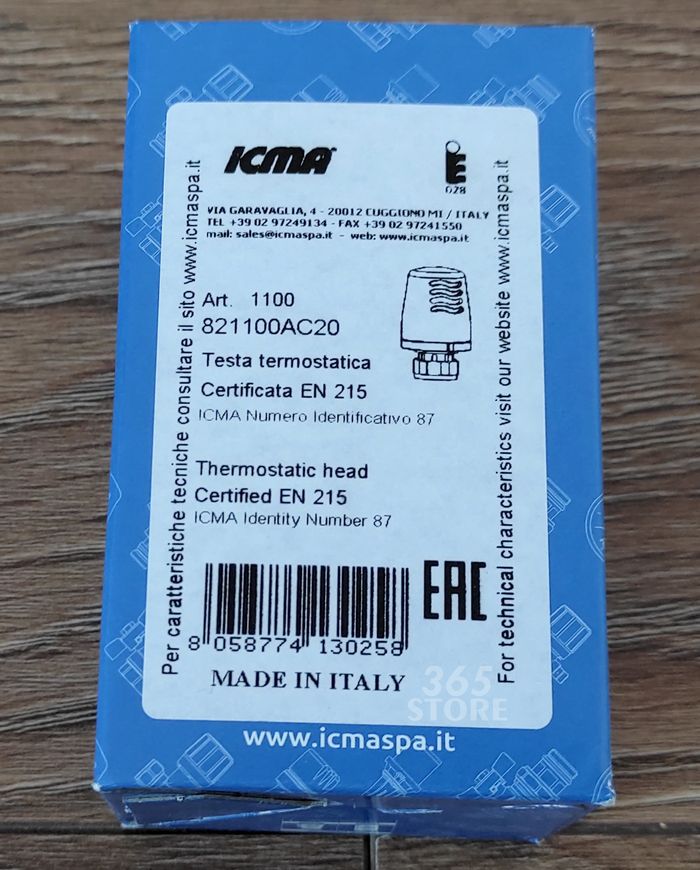 Термокомплект кранів з термоголовкою Icma 3/4" з антипротіканням прямий №KIT 1100+775-940+815-940 - 82KITHAE061100