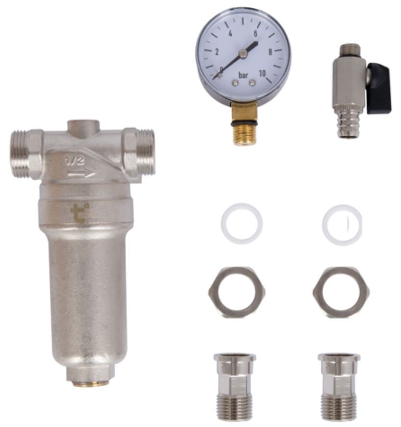 Фильтр самопромывной Thermo Alliance Standart тонкой очистки 1/2" НР с манометром латунный SF127W15 - SF127W15