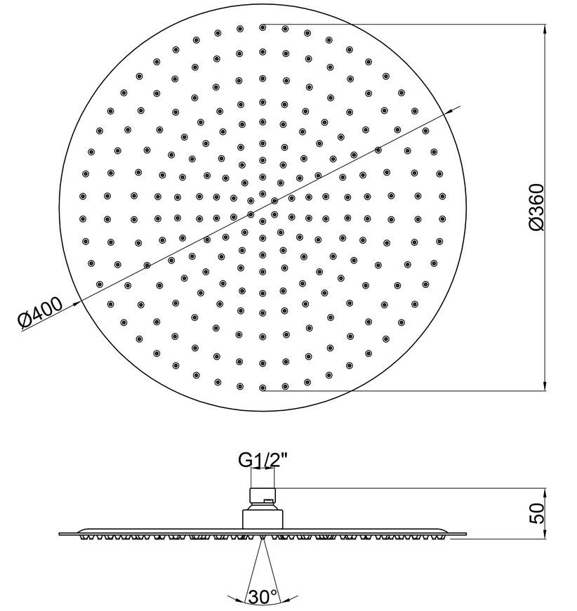 Лейка для верхнего душа LIDZ Niagara 140 &Oslash;40 см Nickel LDNIA140NKS37520 - LDNIA140NKS37520