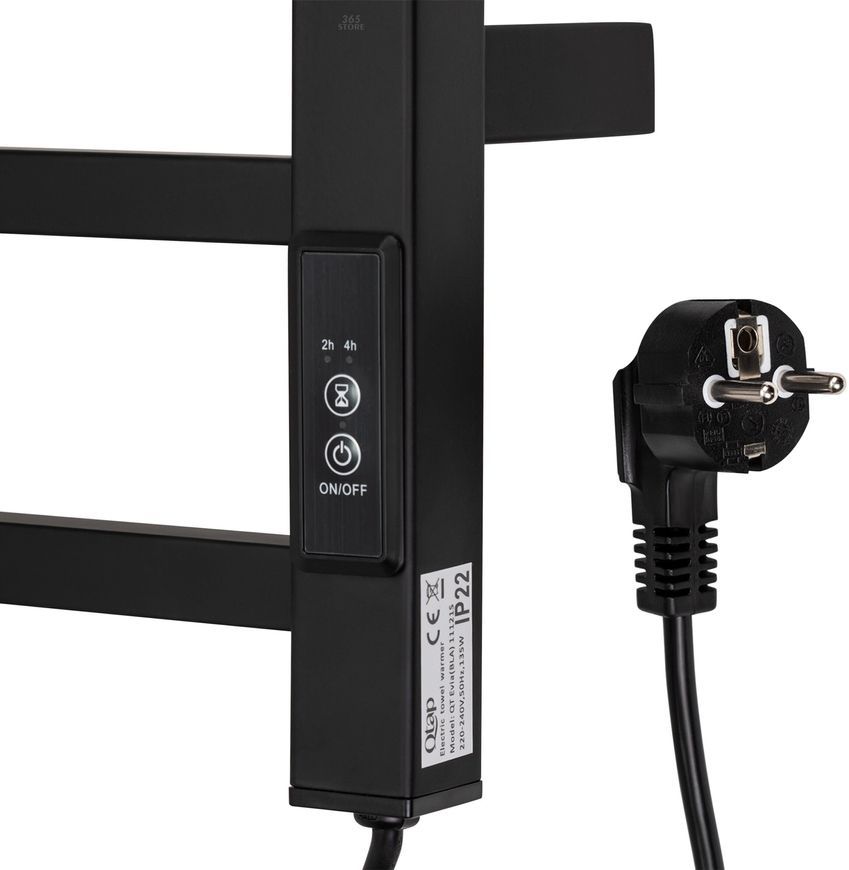 Полотенцесушитель электрический Q-TAP Evia 11121S BLA черный с таймером - QTEVIBLA11121S