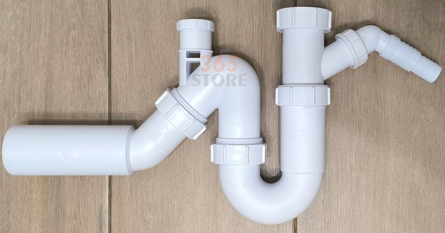 Сифон для кухонной мойки McALPINE 1 1/2х50 с воздухоотводчиком и подключением к стиральной машине TP31VW50