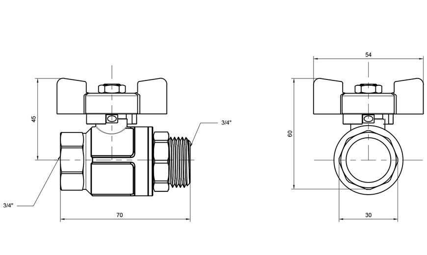Кран шаровой ICMA 3/4" прямой PN40 №351 87351AE11 - 87351AE11