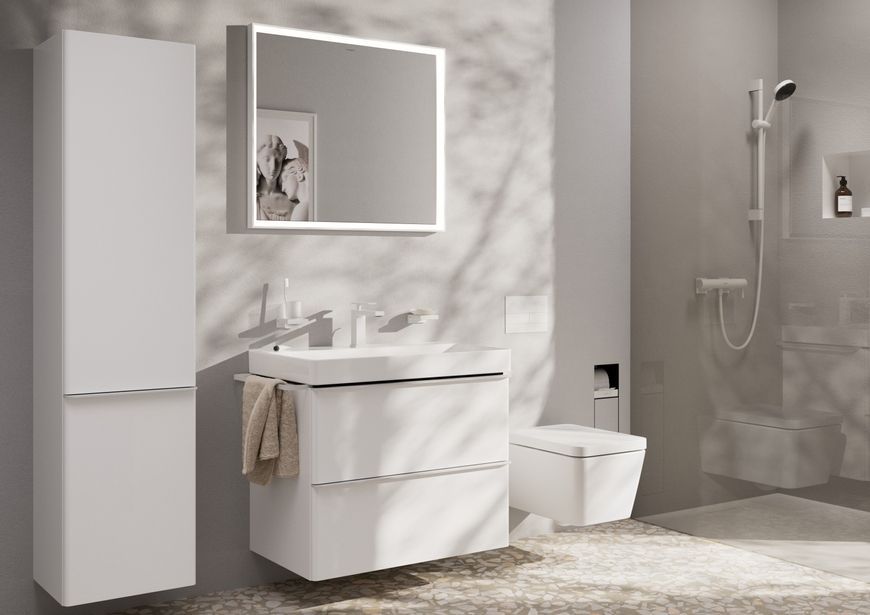 Змішувач для раковини HANSGROHE Tecturis E 210 Fine поворотний вилив CoolStart EcoSmart+ Matt White 73060700 білий з д/к - 73060700