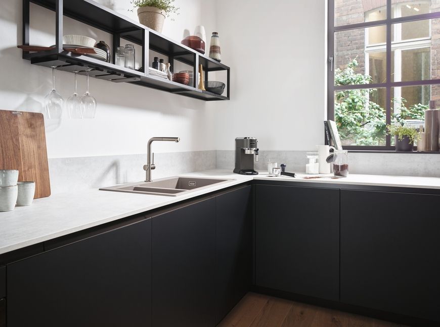 Кухонна мийка HANSGROHE з додатковою чашею S510-F635 770х510 180/450 Concretegrey сірий бетон 43315380 - 43315380