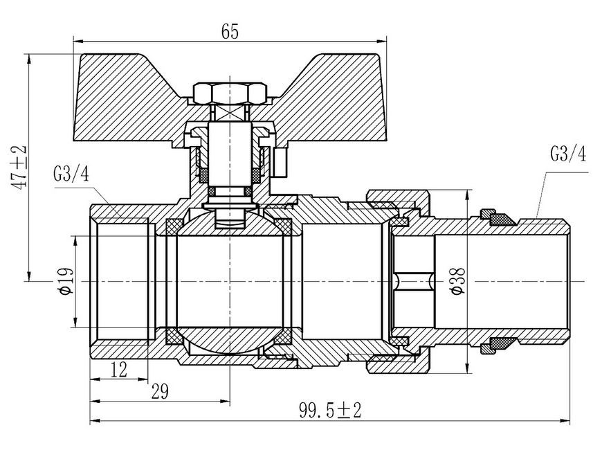 Кран шаровой "Американка" SD FORTE 3/4" с антипротечкой прямой SF222W20 - SF222W20