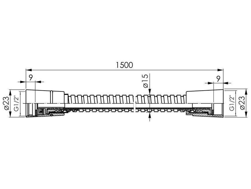 Шланг для душу Imprese SS 1500 мм anti-twist f03600101SE хром - f03600101SE