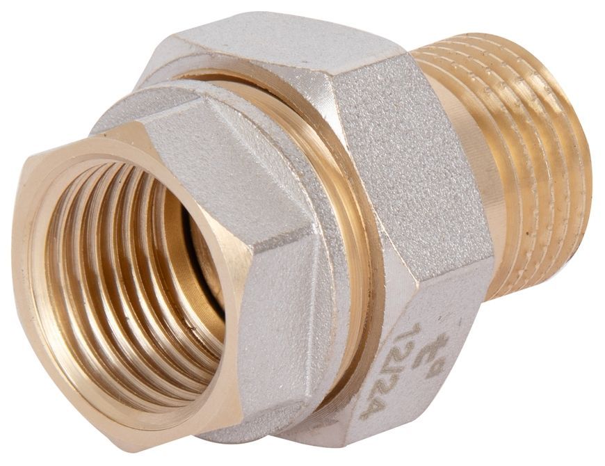 Сгон латунный "Американка" Thermo Alliance Base прямой 1/2"НРх1/2"ВР никелированный SD190W15