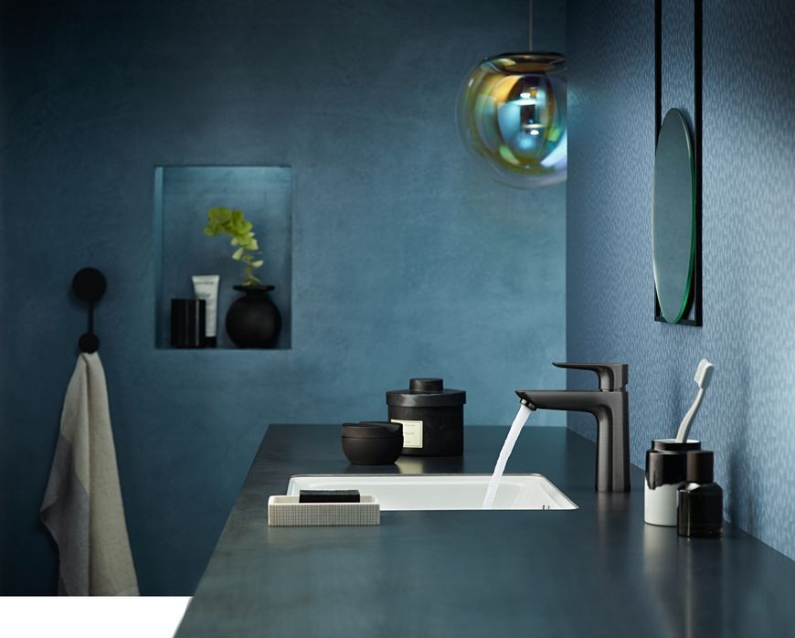 Смеситель для раковины HANSGROHE Talis E 110 с донным клапаном Brushed Black Chrome 71710340 черный хром - 71710340