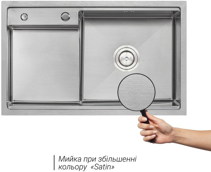 Кухонна мийка інтегрована QTAP D7848-R 3,0/1,2 мм Satin - QTD7848R3012