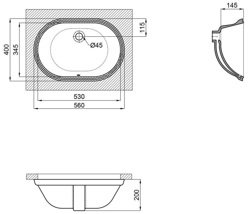 Раковина врізна Qtap Stork 560x400x200 White QT15116030WN - QT15116030WN