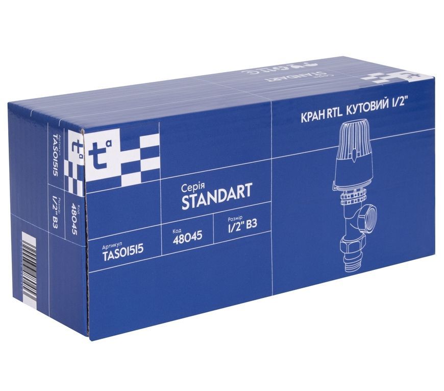 Кран RTL кутовий Thermo Alliance Standart 1/2" ВЗ латунь TAS01515