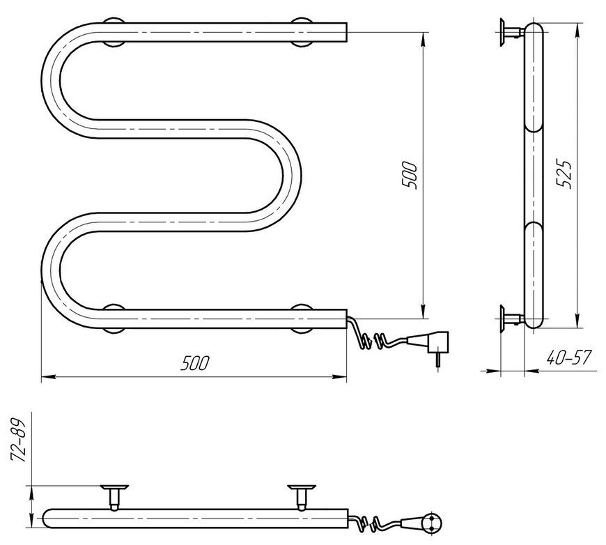 Полотенцесушитель электрический NAVIN Змеевик 500х500 левый 10-000100-5050 - 10-000100-5050