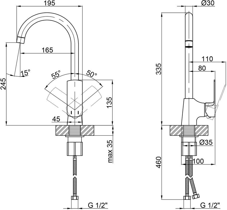 Смеситель для кухни QTAP Lipno 9023101UC - QTLIPNO9023101UC