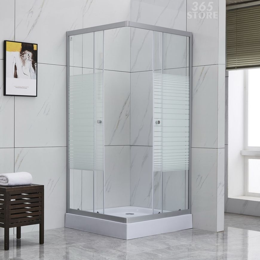 Душова кабіна LIDZ WIEŻAK 100x80, низький, скло Linie 4 мм - LWKSC10080SATLOWL