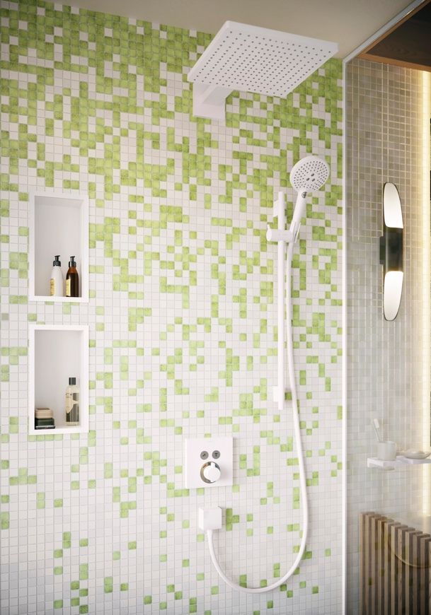 Верхний душ с держателем HANSGROHE Raindance E 300 1jet Matt White 26238700 белый матовый - 26238700