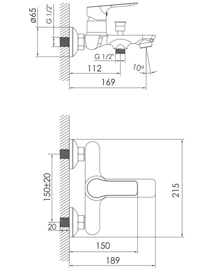 Смеситель для ванны Imprese Kucera f03203410AA черный - f03203410AA