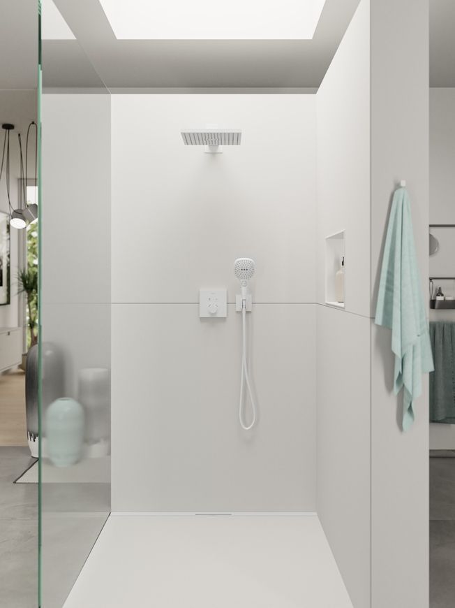 Верхний душ с держателем HANSGROHE Raindance E 300 1jet Matt White 26238700 белый матовый - 26238700