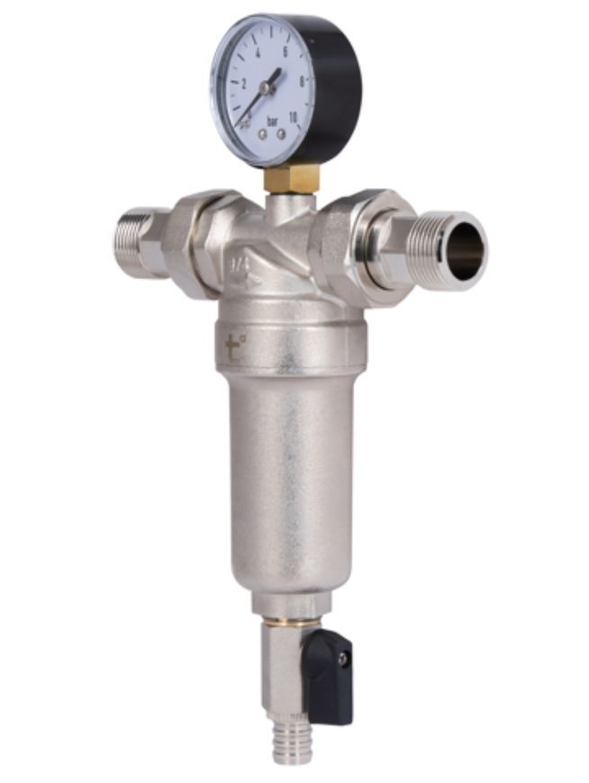 Фильтр самопромывной Thermo Alliance Standart тонкой очистки 3/4" НР латунный с манометром SF127W20 - SF127W20