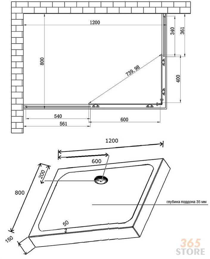 Душевая кабина LIDZ WIEŻAK 120x80, низкий, стекло Linie 4 мм - LWKSC12080SATLOWL