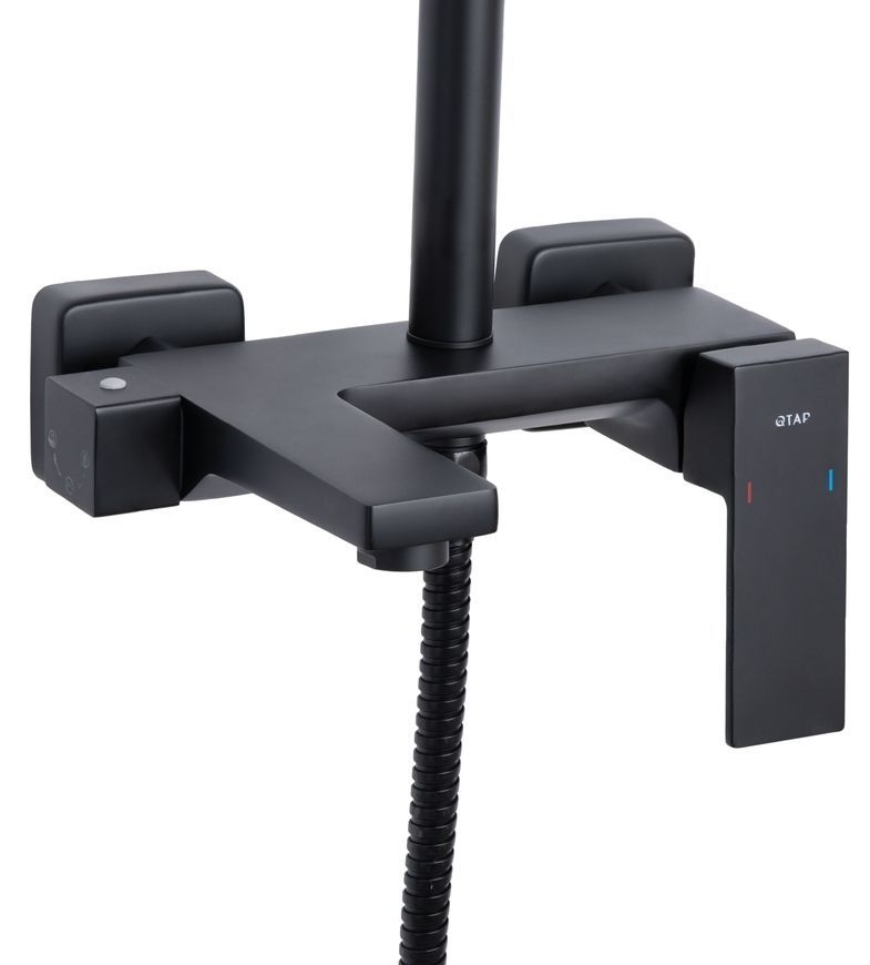 Душова система Qtap Gemini на три споживача (з виливом) Black Matt QTGEM111BLM45686 - QTGEM111BLM45686