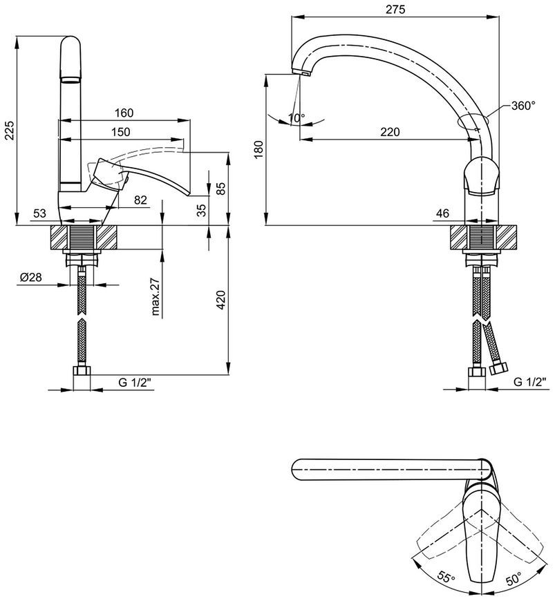 Змішувач для кухні LIDZ (WHI) 40 87 008F-3 білий LIDZWHI203800803 - LIDZWHI203800803