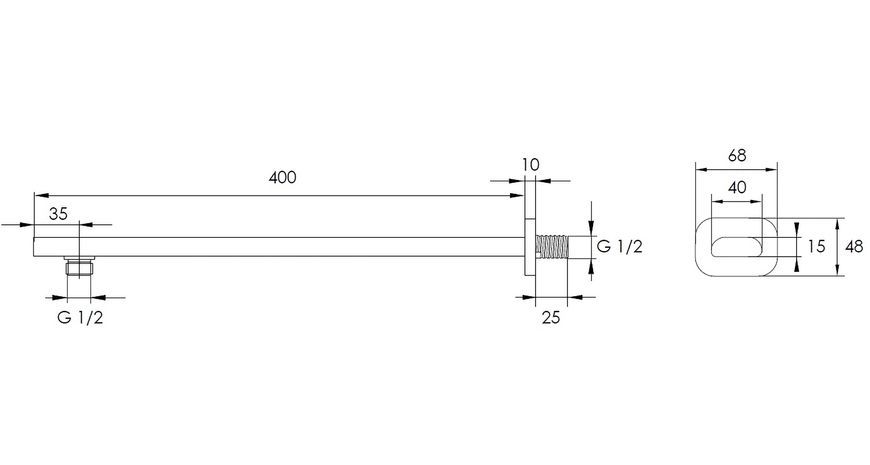 Держатель верхнего душа IMPRESE SH01-400B хром - SH01-400B