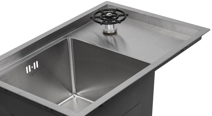 Кухонная мойка интегрированная QTAP DC5638 3,0/1,2 мм Satin + крышка - QTDC56383012