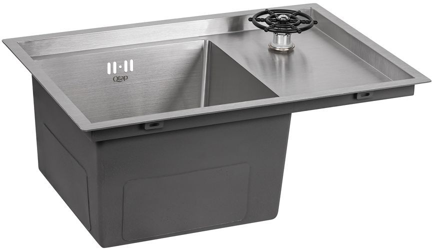 Кухонная мойка интегрированная QTAP DC5638 3,0/1,2 мм Satin + крышка - QTDC56383012