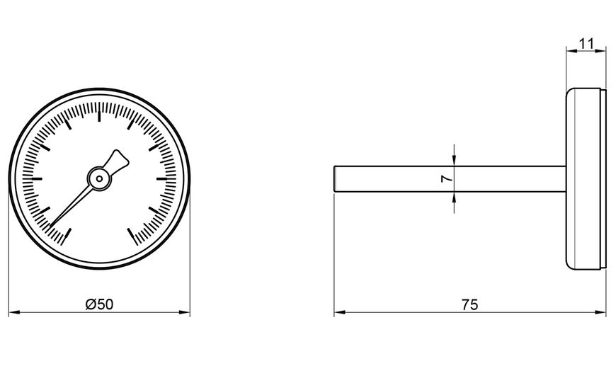 Термометр для антиконденсаційного клапану ICMA 0-120⁰C №134 - 871340120