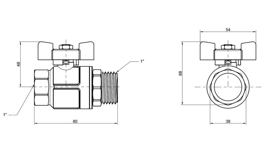 Кран шаровой ICMA 1" прямой PN40 №351 87351AF11 - 87351AF11