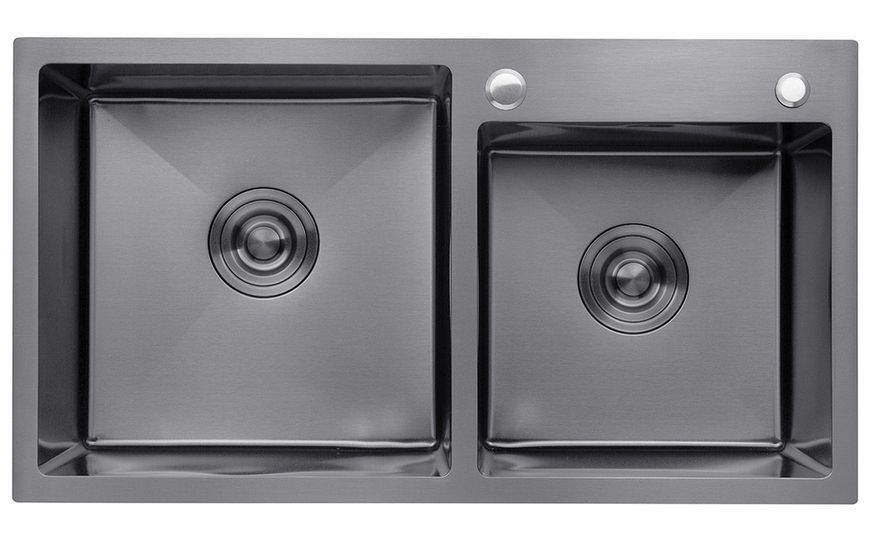 Кухонна мийка Kroner KRP Schwarze 7843ZHM PVD 3,0/1,0 мм чорна CV022797 Schwarze-7843ZHM - Schwarze-7843ZHM