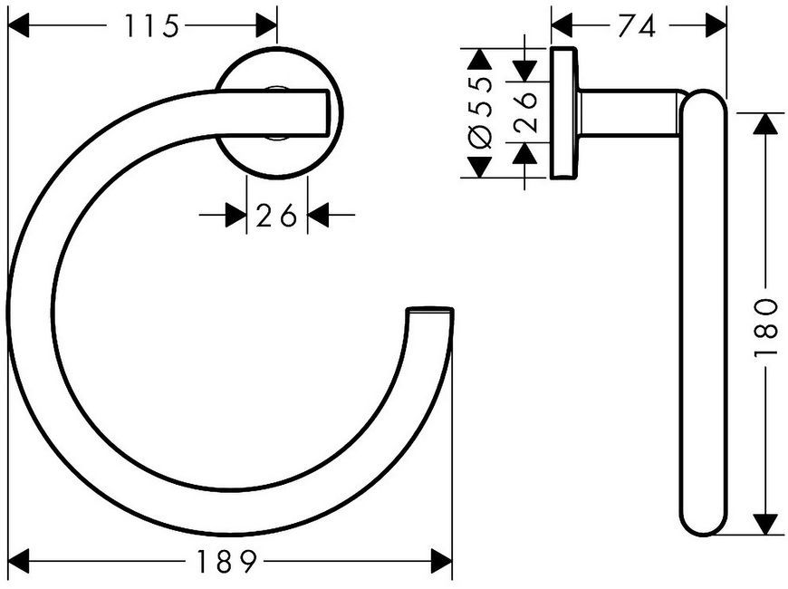 Полотенцедержатель (кольцо) HANSGROHE Logis Universal Chrome 41724000 хром