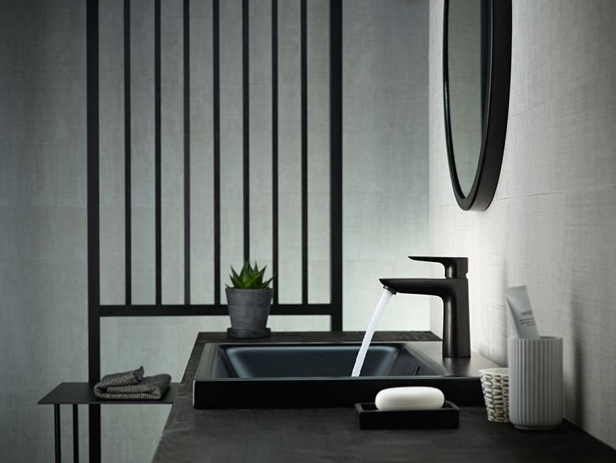 Смеситель для раковины HANSGROHE Talis E 110 с донным клапаном Matt Black 71710670 черный матовый - 71710670