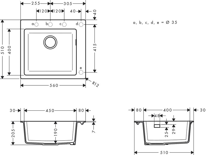 Кухонна мийка HANSGROHE S510-F450 560х510 Graphiteblack чорний графіт 43312170 - 43312170