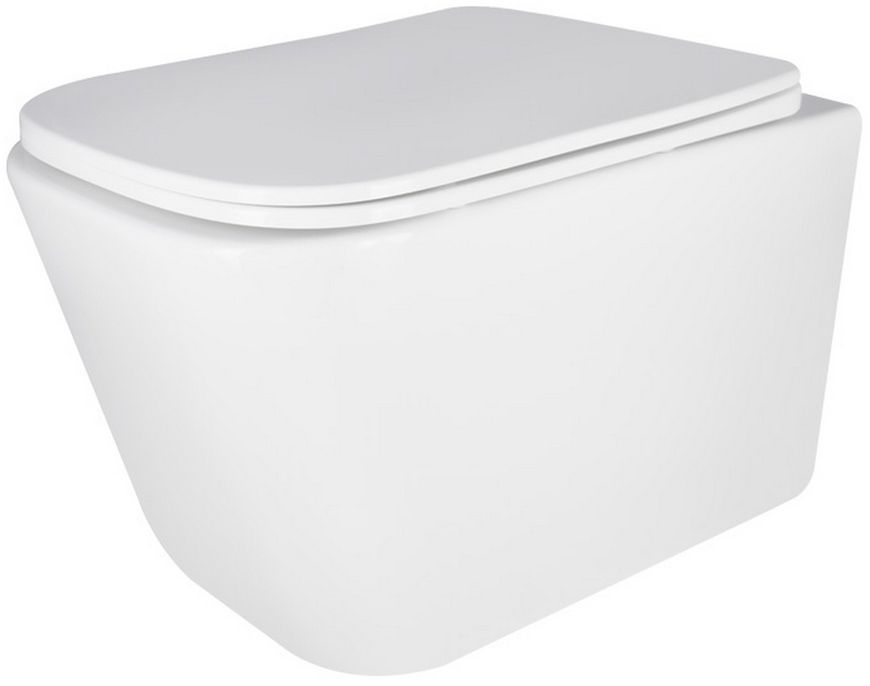Унітаз підвісний QTAP Crow безобідковий Ultra Quiet сидіння Slim Duroplast/Soft-close/Quick relase QT05335171W - QT05335171W