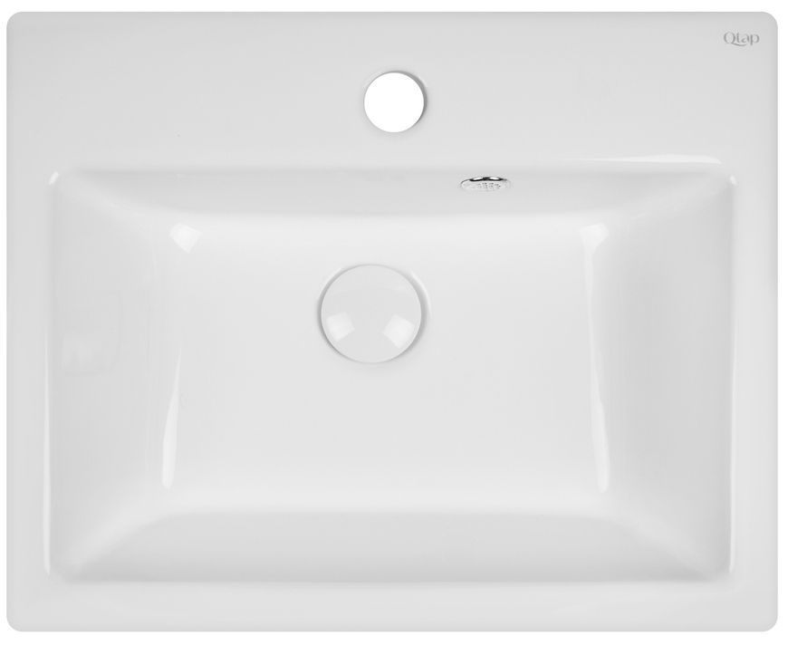 Раковина подвесная моноблок QTAP Tern 465х385х370 White с донным клапаном QT1711G803W - QT1711G803W