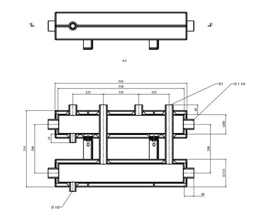Колекторна балка THERMO ALLIANCE 1" 1/4 75 кВт 2+1 (верх) - SD00044849