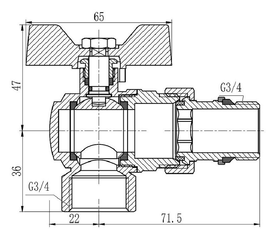Кран шаровой "Американка" SD FORTE 3/4" с антипротечкой угловой SF223W20 - SF223W20