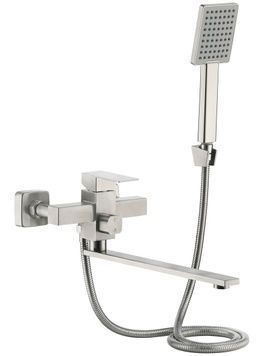 Змішувач для ванни Lidz Helix 005 Nickel з душовим гарнітуром k35 LDHEL005NKS49180 - LDHEL005NKS49180